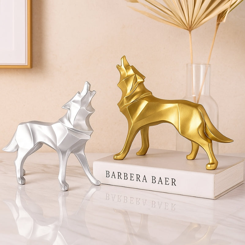 LupoForm – Scultura geometrica moderna a forma di lupo con design sfaccettato e fascino simbolico
