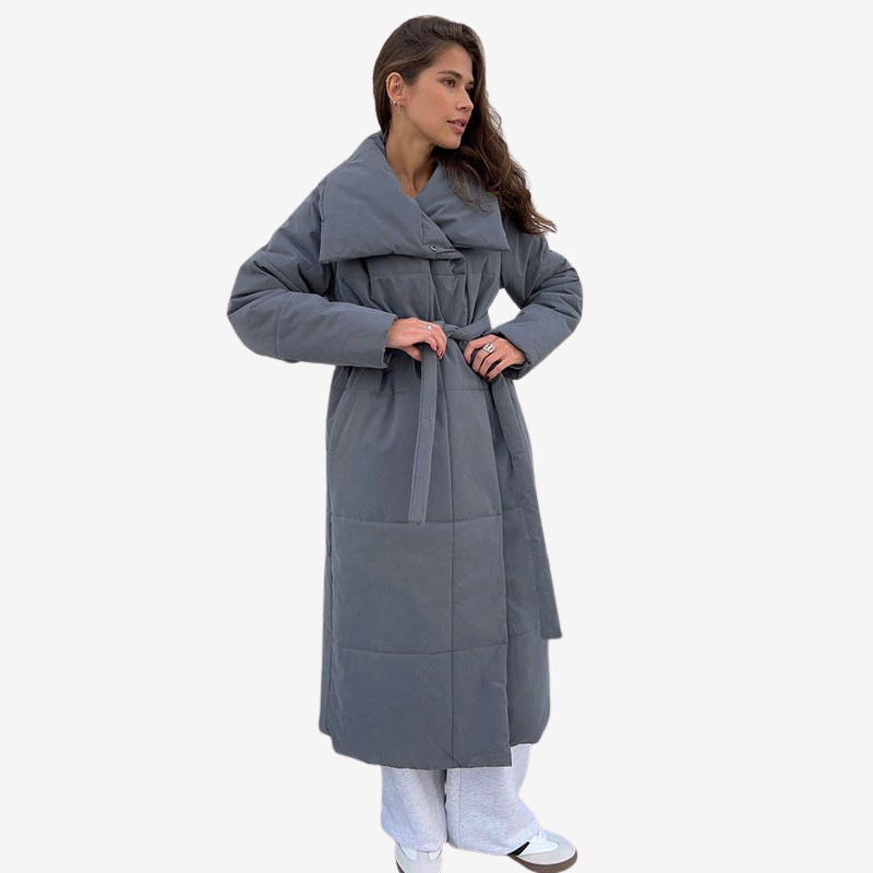 Brianna - Manteau long à manches longues avec taille ceinturée