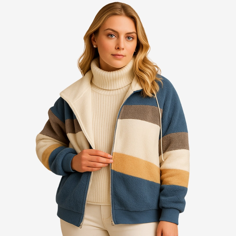 Quinn - Long sleeve zipper coat with adjustable hood
