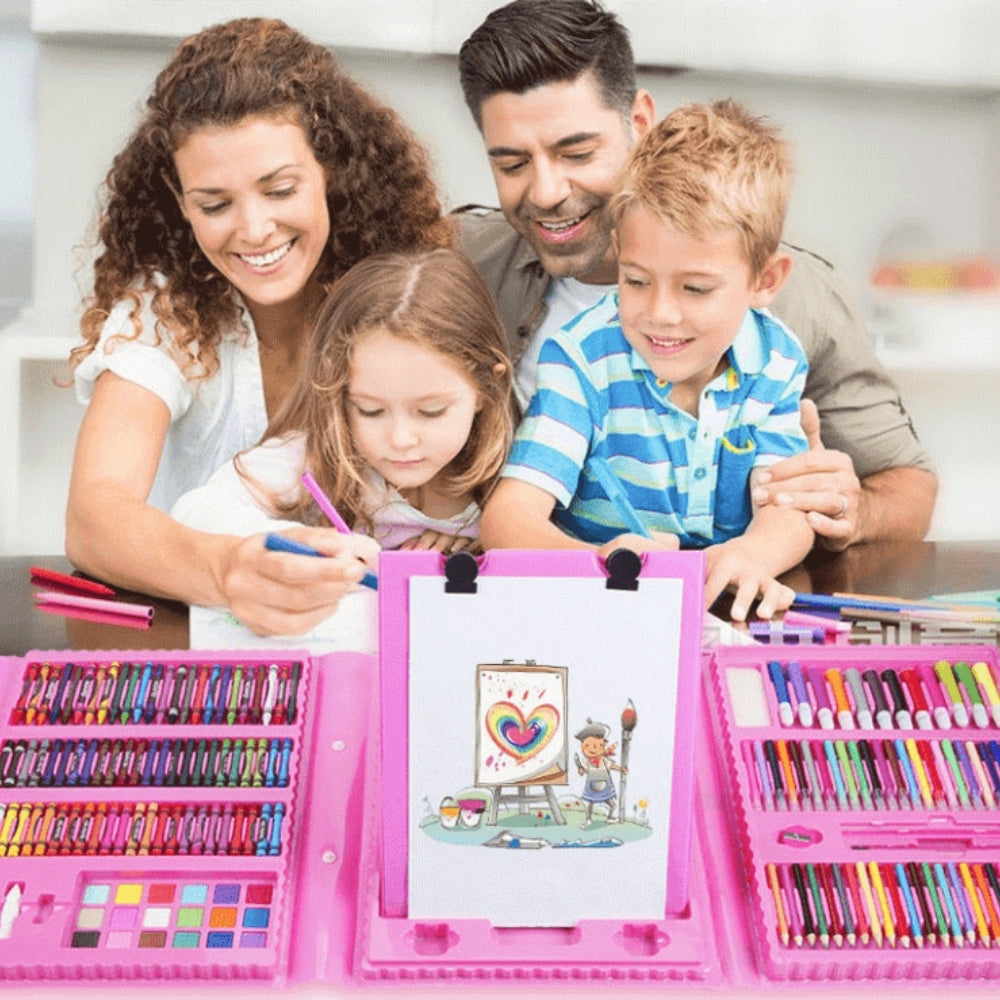 CraftiKidz – Kompletny zestaw 208 przyborów do rysowania dla początkujących twórców i młodych artystów