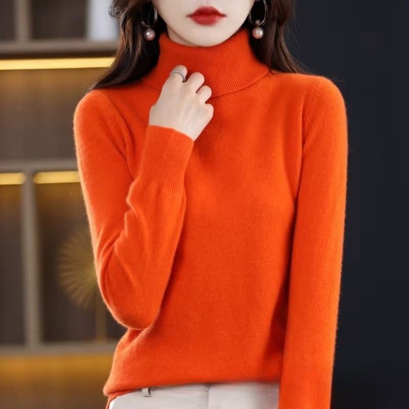 Kiara - Long sleeve turtleneck sweater with ribbed hem and cuffs | easy to put on and remove | sizes S–2XL | blue, green, white, purple, red, grey, brown, khaki, pink, orange, black, light blue
