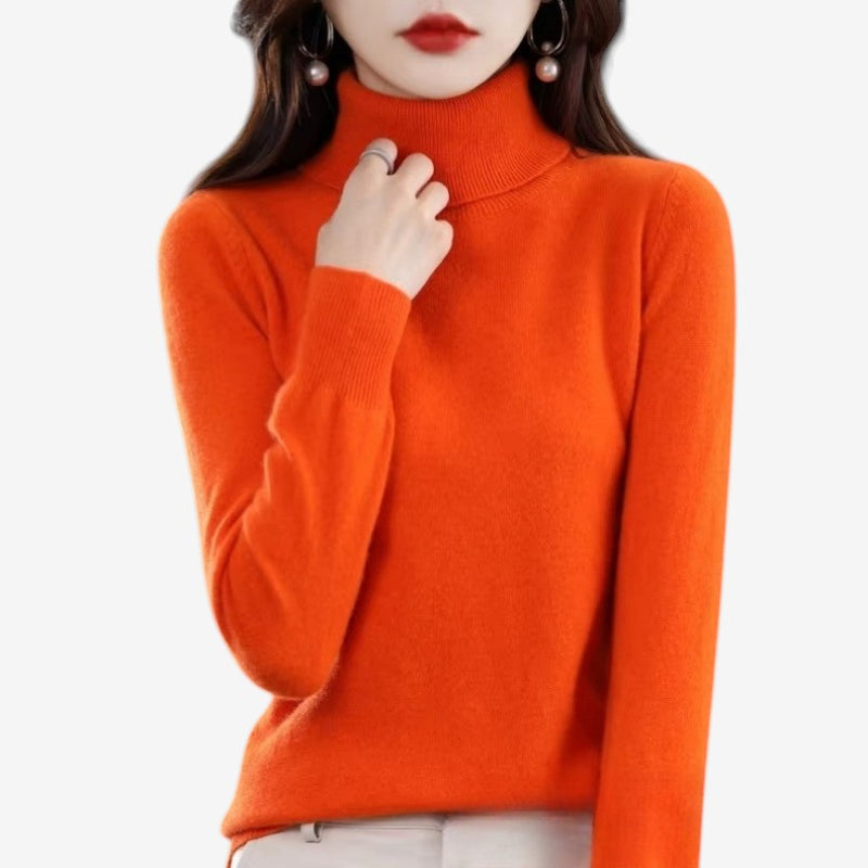 Kiara - Long sleeve turtleneck sweater with ribbed hem and cuffs | easy to put on and remove | sizes S–2XL | blue, green, white, purple, red, grey, brown, khaki, pink, orange, black, light blue