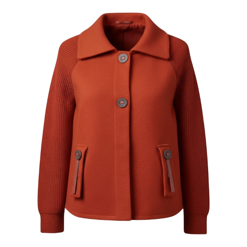 Victoria – Women's Coat with Long Sleeves, High Collar, and Multiple Pockets