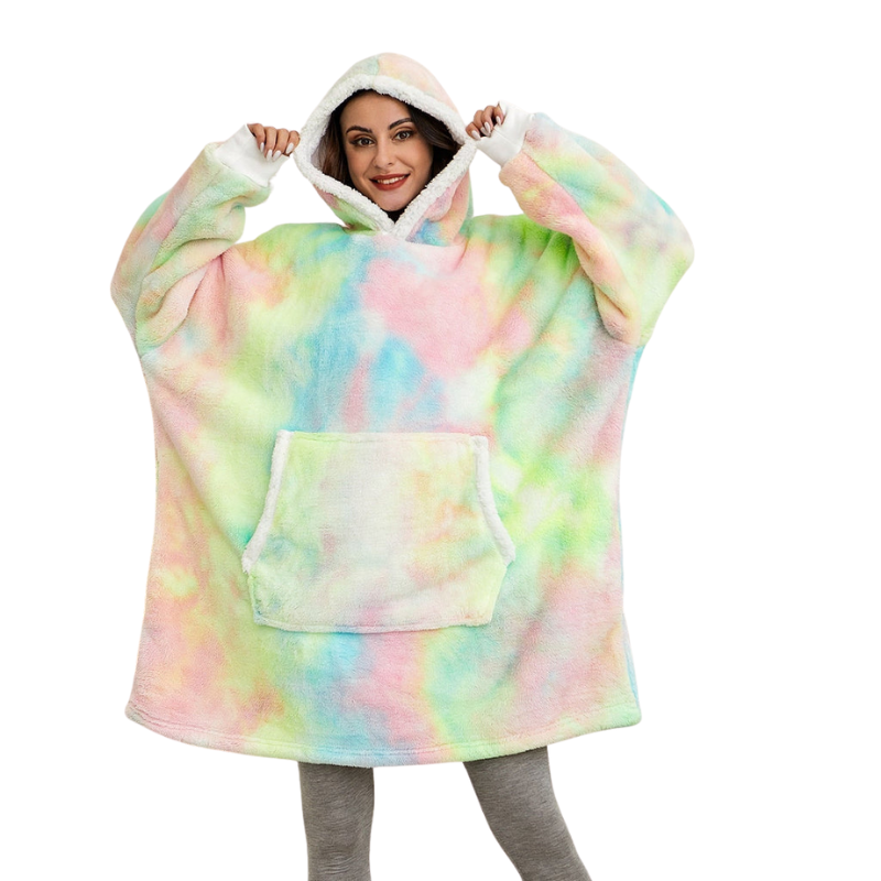 Sophie – Couverture oversize à capuche, manches longues et poches