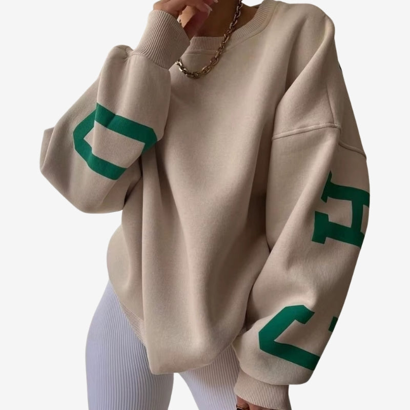 Jade - Long sleeve oversized sweater with round neck