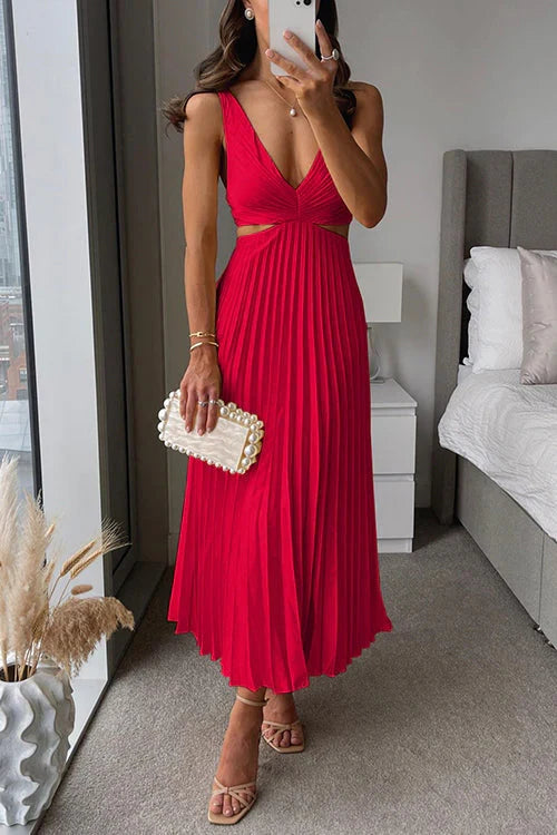 Elegant Maxi Dress with Pleats for Women