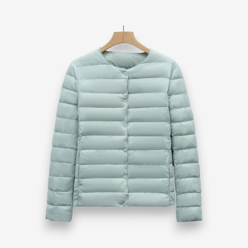 Orla – Long Sleeve Puffer Jacket With Round Neck And Buttons