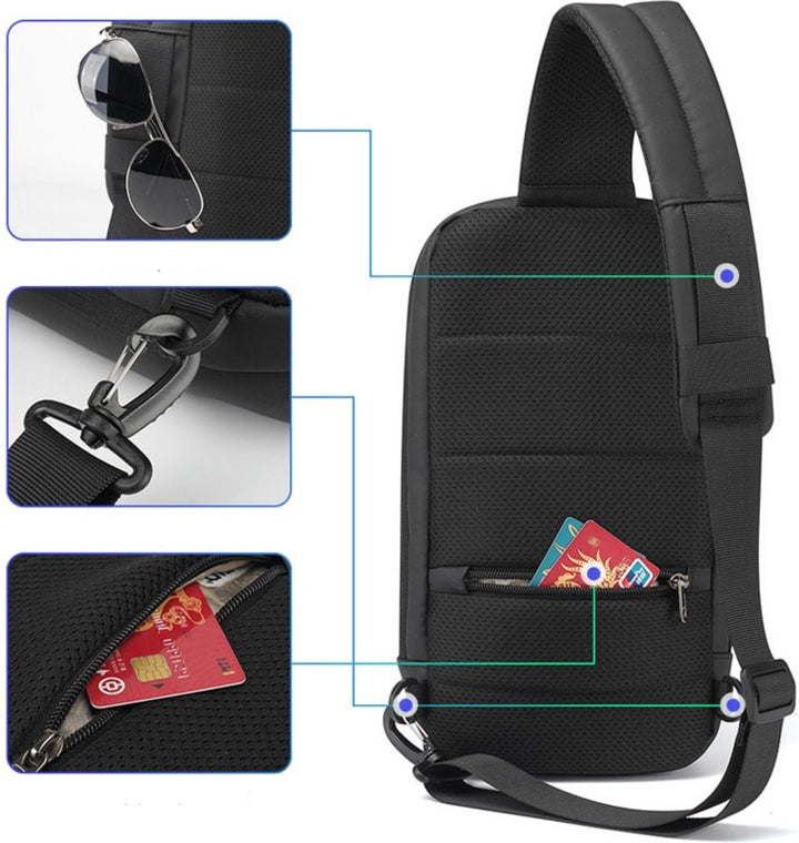 TravelEase - Sac bandoulière sécurisé avec chargeur USB et poches cachées