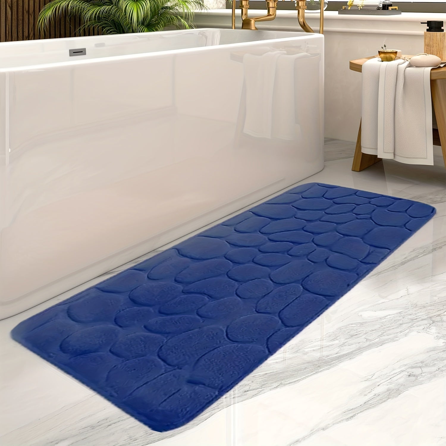 SafeStep - Stylish anti-slip rectangular bath mat with soft, absorbent texture