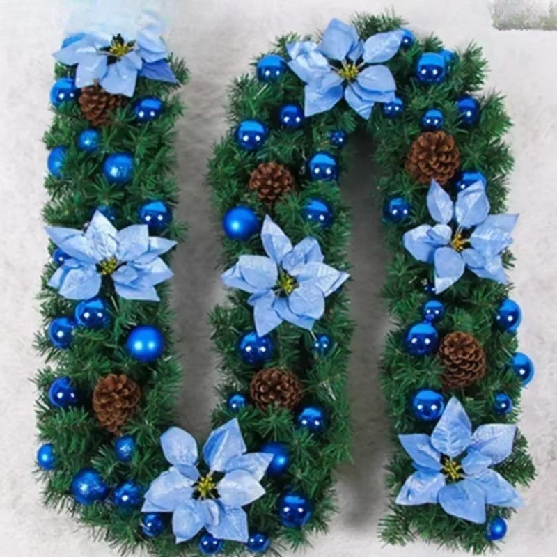 FloraRing – Decorative Christmas Wreath with Floral Motif and Lights