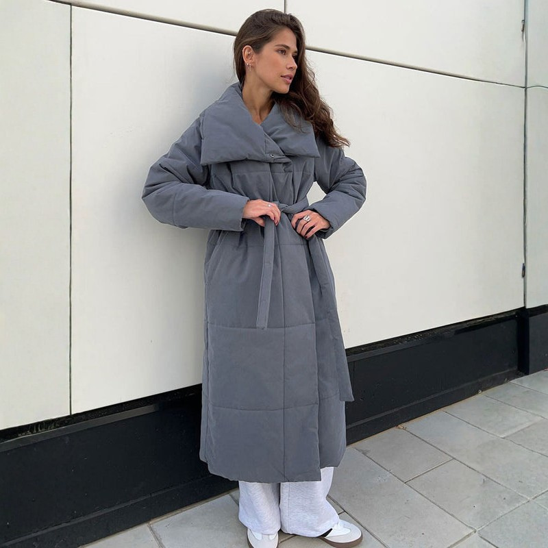 Brianna - Manteau long à manches longues avec taille ceinturée