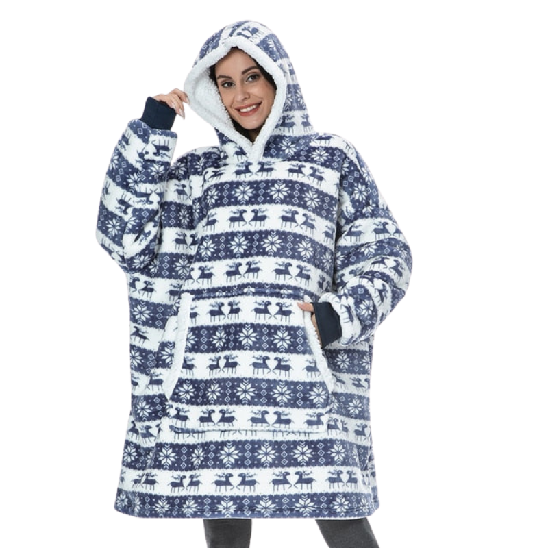 Sophie – Couverture oversize à capuche, manches longues et poches