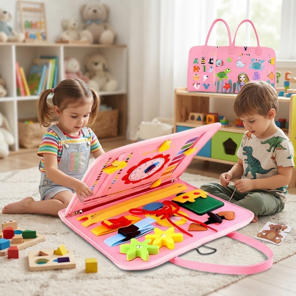 FeltLearn - tablica aktywności Montessori z elementami edukacyjnymi