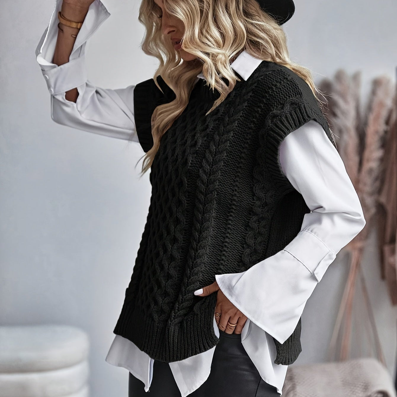 Gisela - Maglione senza maniche lavorato a maglia con stile e comfort a strati
