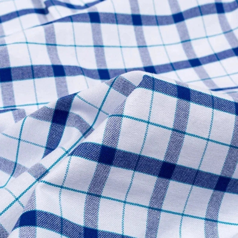 Alexander - Checked and striped button-down shirt with short sleeves