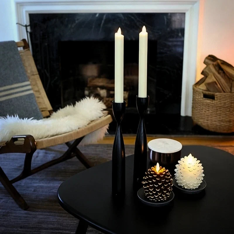 PineGlow - Lumânări decorative fără flacără, în formă de conuri de pin, cu efect de flacără LED