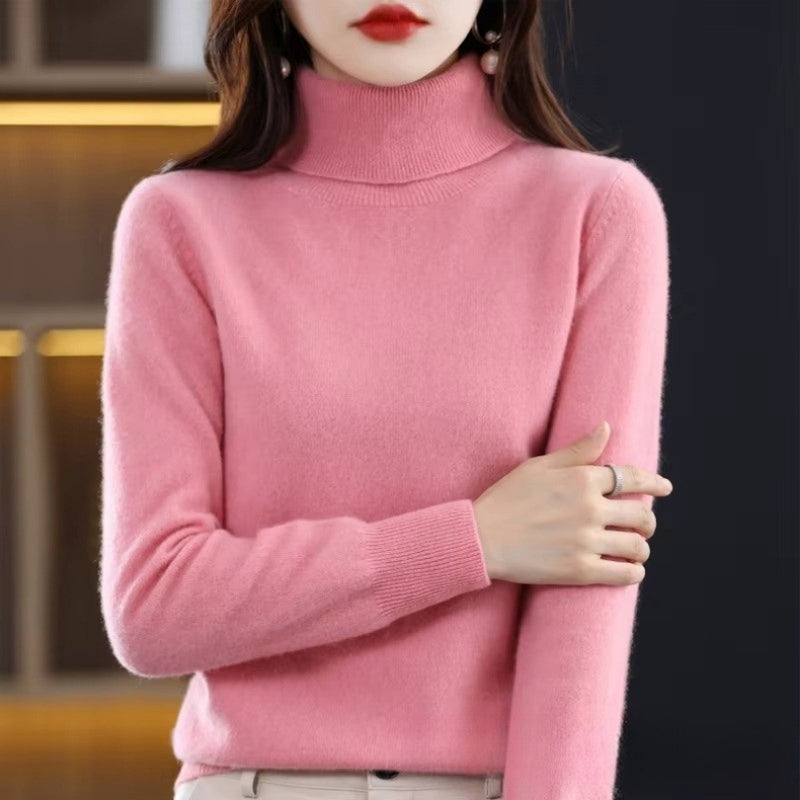 Kiara - Long sleeve turtleneck sweater with ribbed hem and cuffs | easy to put on and remove | sizes S–2XL | blue, green, white, purple, red, grey, brown, khaki, pink, orange, black, light blue