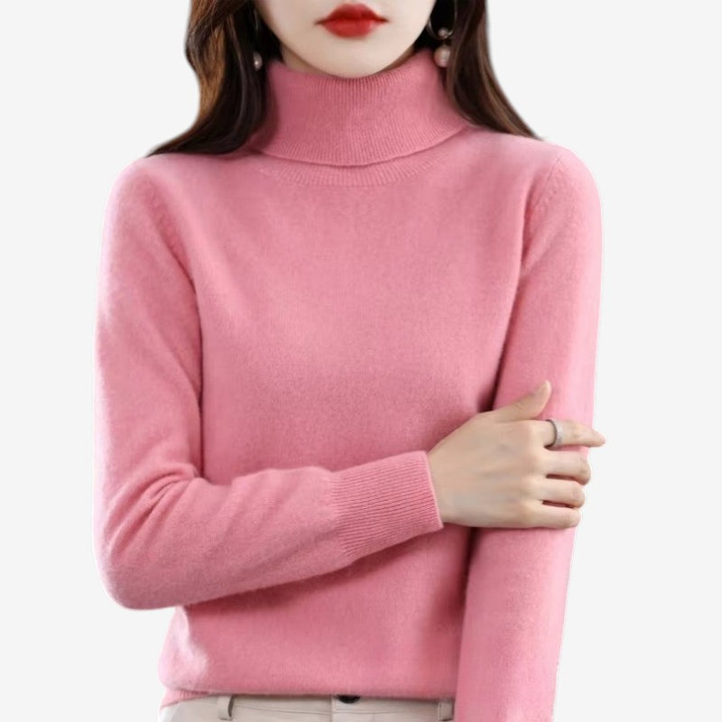 Kiara - Long sleeve turtleneck sweater with ribbed hem and cuffs | easy to put on and remove | sizes S–2XL | blue, green, white, purple, red, grey, brown, khaki, pink, orange, black, light blue