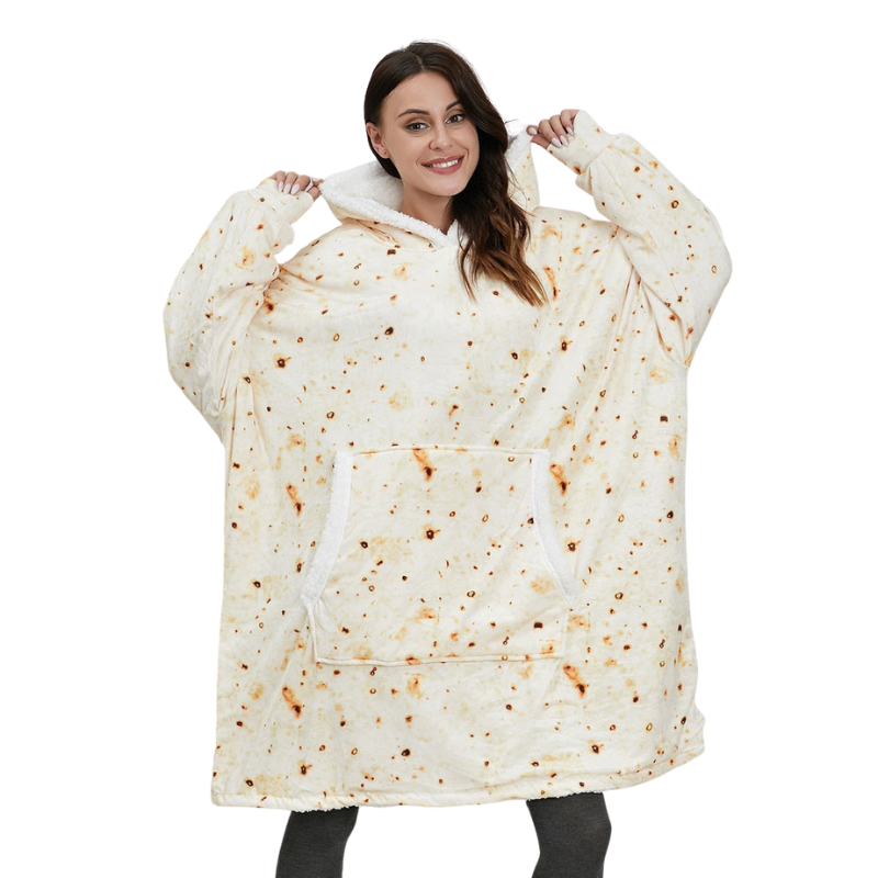 Sophie – Couverture oversize à capuche, manches longues et poches