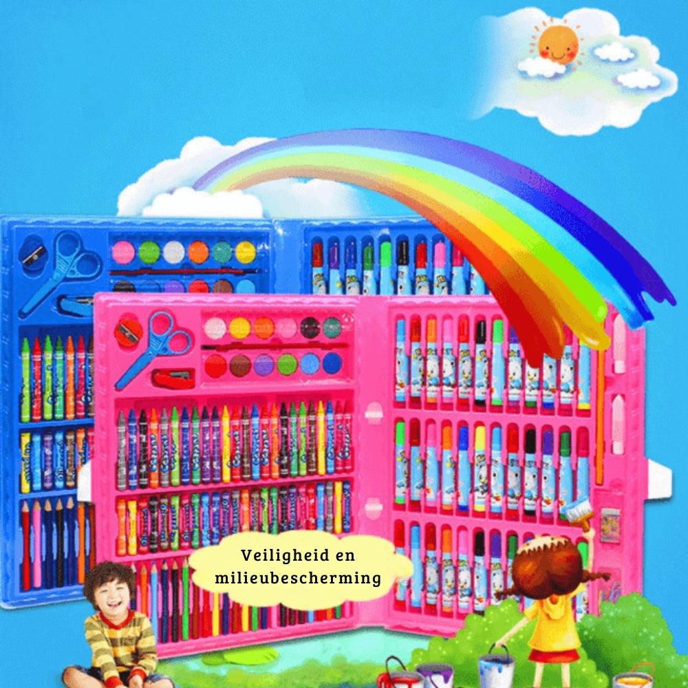 CraftiKidz – Kompletny zestaw 208 przyborów do rysowania dla początkujących twórców i młodych artystów