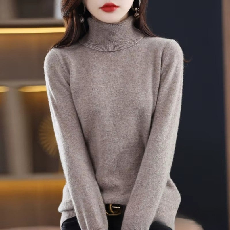 Kiara - Long sleeve turtleneck sweater with ribbed hem and cuffs | easy to put on and remove | sizes S–2XL | blue, green, white, purple, red, grey, brown, khaki, pink, orange, black, light blue