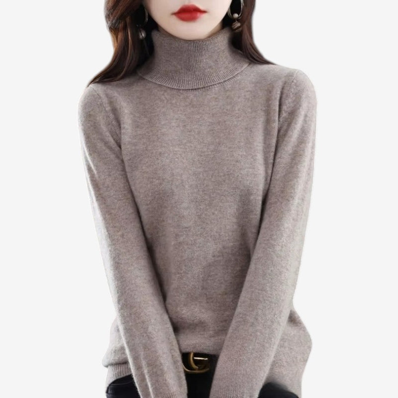 Kiara - Long sleeve turtleneck sweater with ribbed hem and cuffs | easy to put on and remove | sizes S–2XL | blue, green, white, purple, red, grey, brown, khaki, pink, orange, black, light blue