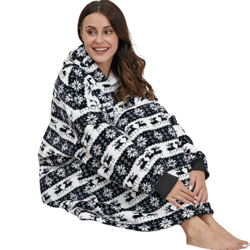 Sophie – Couverture oversize à capuche, manches longues et poches
