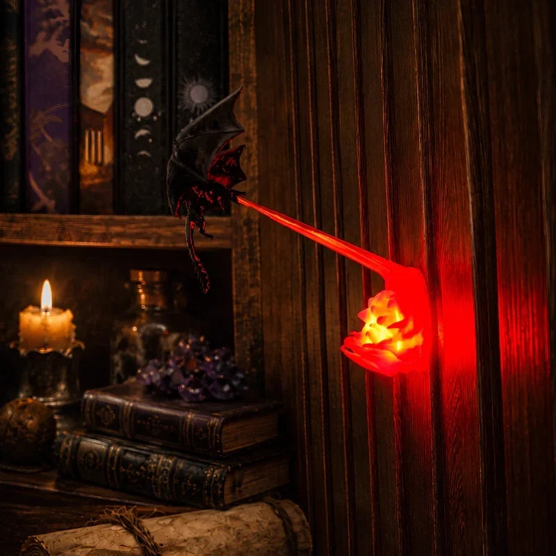 DracoGlow - Lampe de nuit en forme de dragon avec effet de flamme