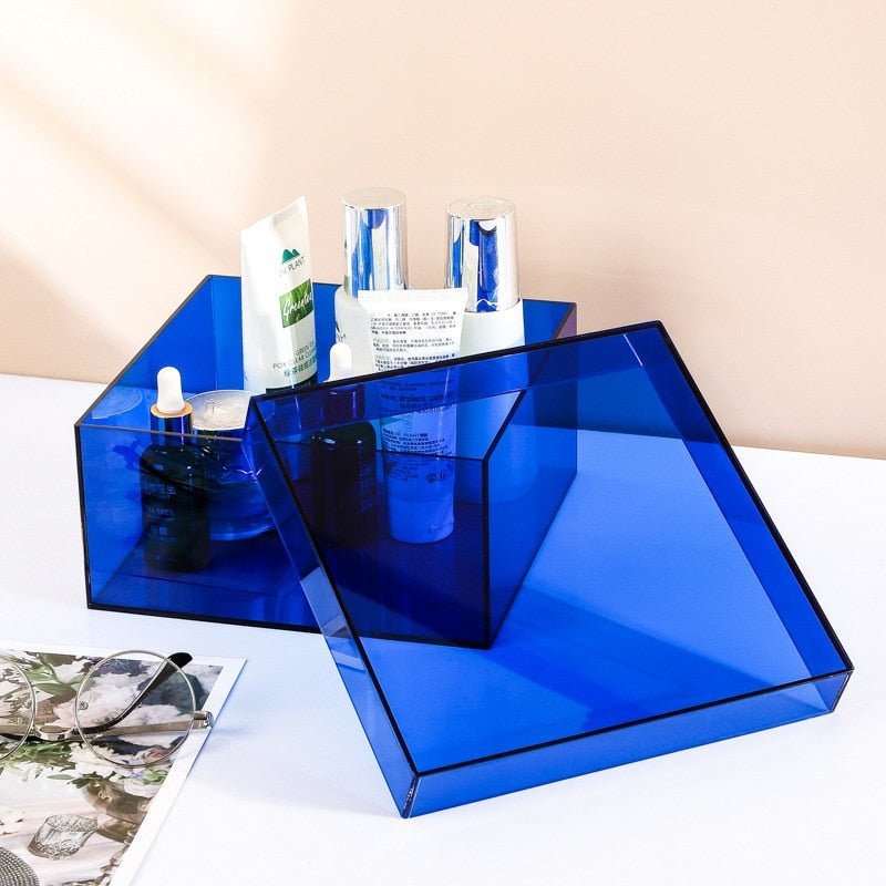 ClearNest – Scatola Portaoggetti Acrilica Colorata con Coperchio e Design Impilabile