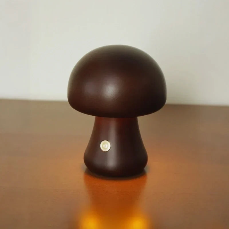Mushwood - Lámpara de mesa de madera con diseño de seta