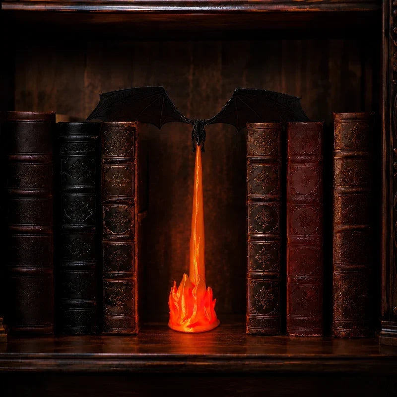 DracoGlow - Lampe de nuit en forme de dragon avec effet de flamme
