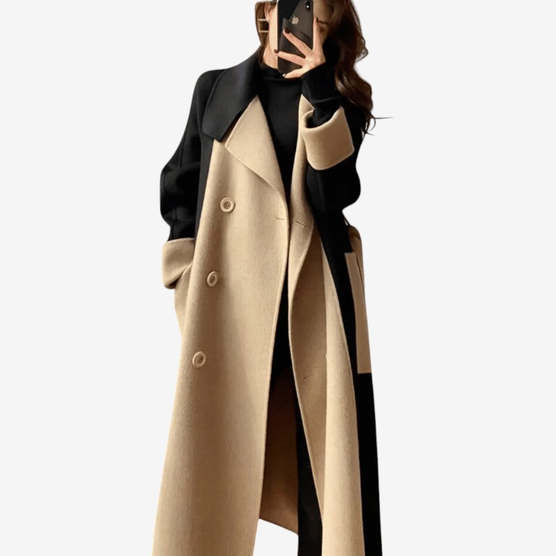 Cappotto a maniche lunghe dritto con colletto a rever
