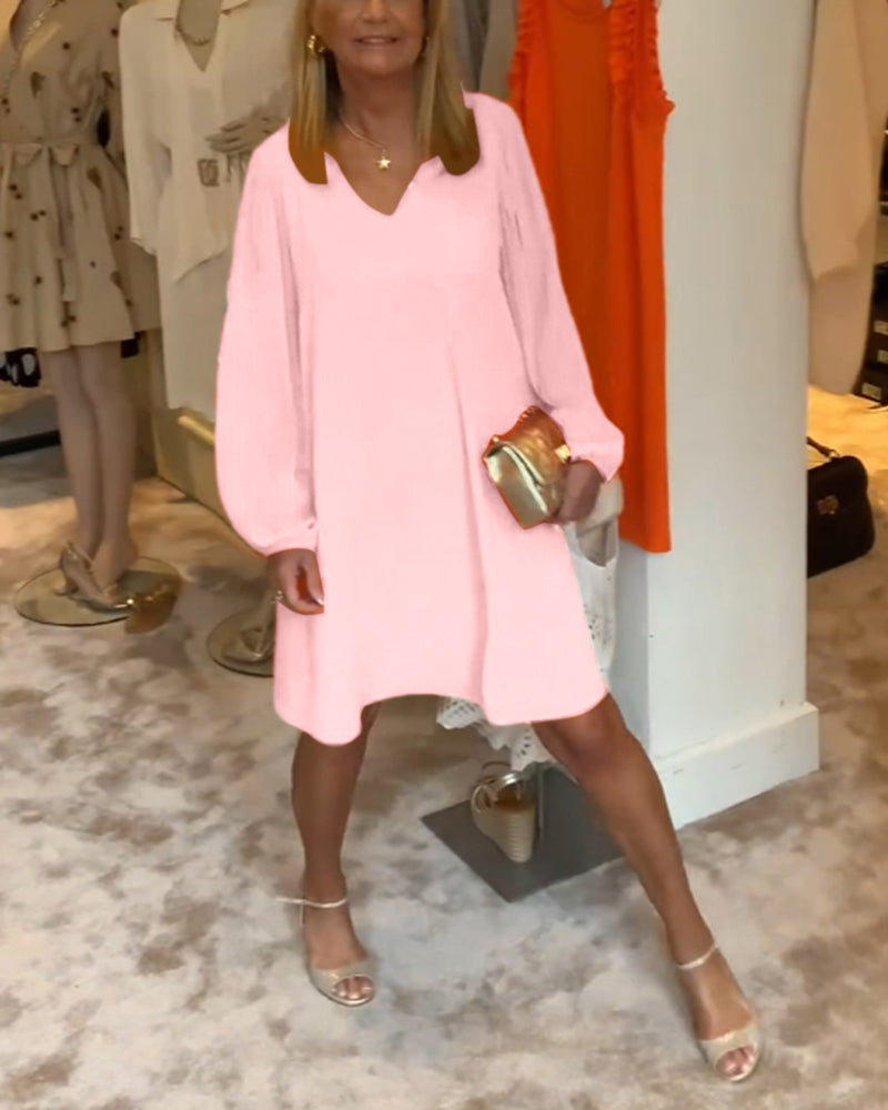 SpringGlow™ - Lantern Sleeve Dress