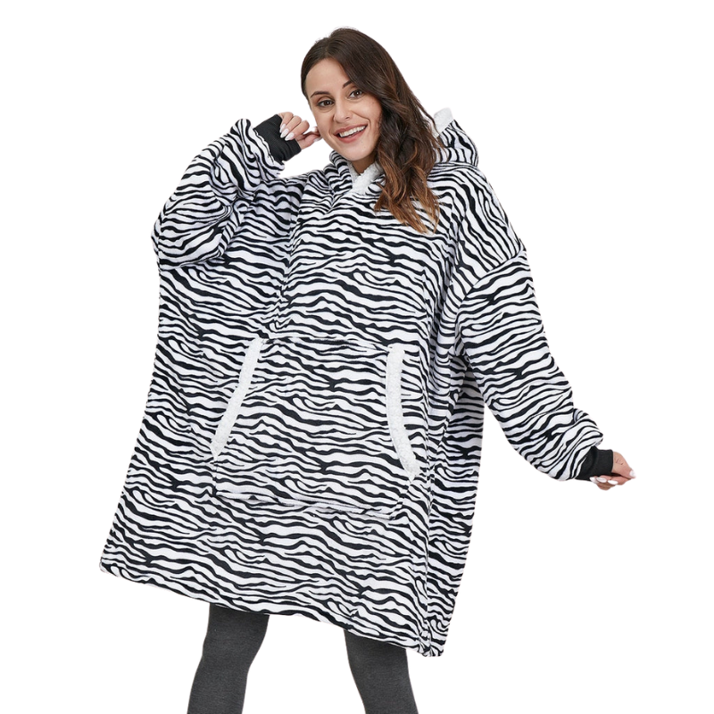 Sophie – Couverture oversize à capuche, manches longues et poches