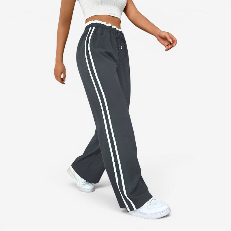 Women's Casual Wide-Leg Trousers with Drawstring Waist