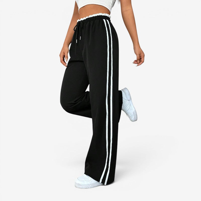 Women's Casual Wide-Leg Trousers with Drawstring Waist
