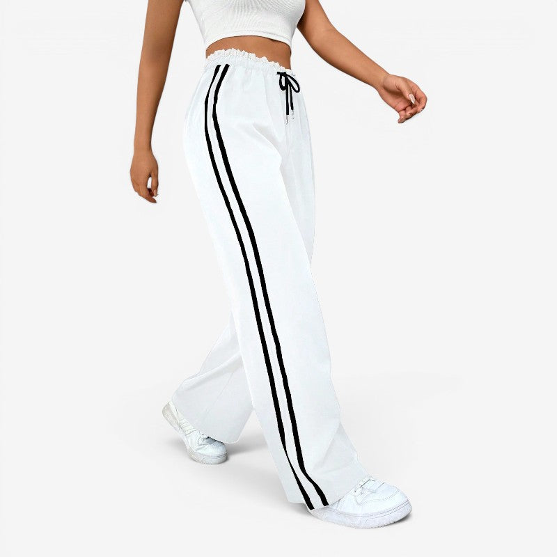 Women's Casual Wide-Leg Trousers with Drawstring Waist