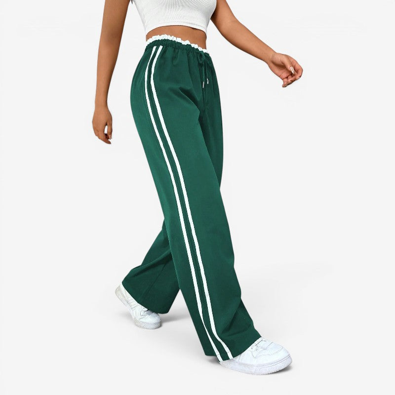 Women's Casual Wide-Leg Trousers with Drawstring Waist