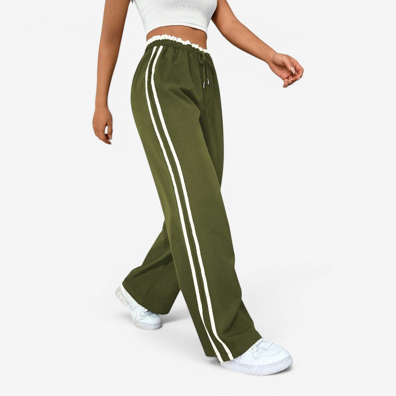 Women's Casual Wide-Leg Trousers with Drawstring Waist