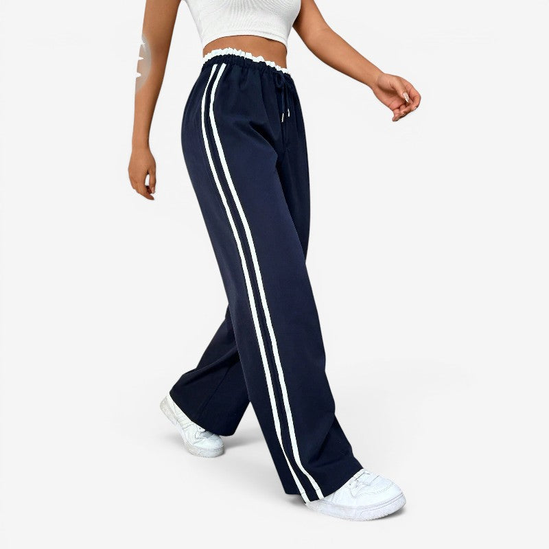 Women's Casual Wide-Leg Trousers with Drawstring Waist
