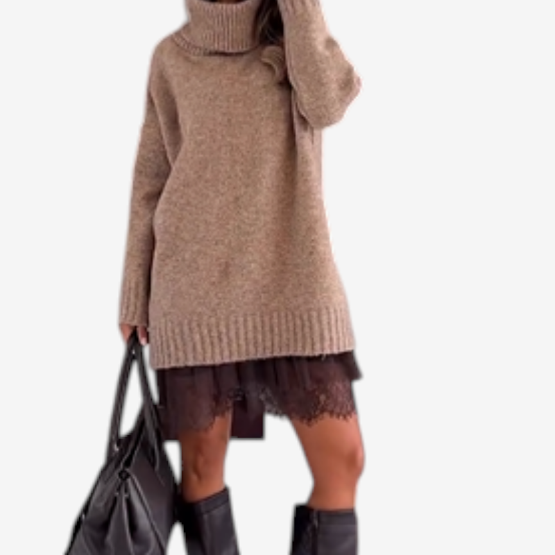 LaceLayer – Two-Piece Mini Dress and Turtleneck Sweater Set