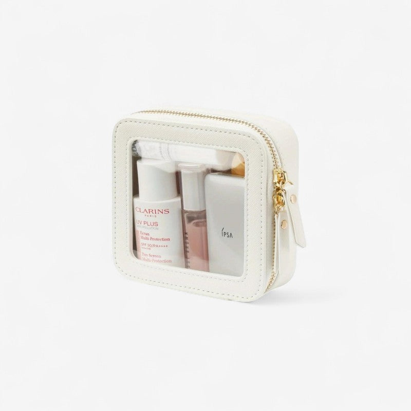Lila – Mini trousse à maquillage carrée avec fermeture éclair sécurisée