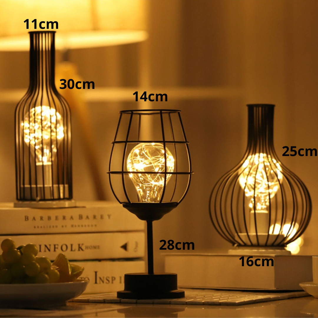 GlowNest – Nowoczesna lampa stołowa w klatce dla stylowego i eleganckiego akcentu