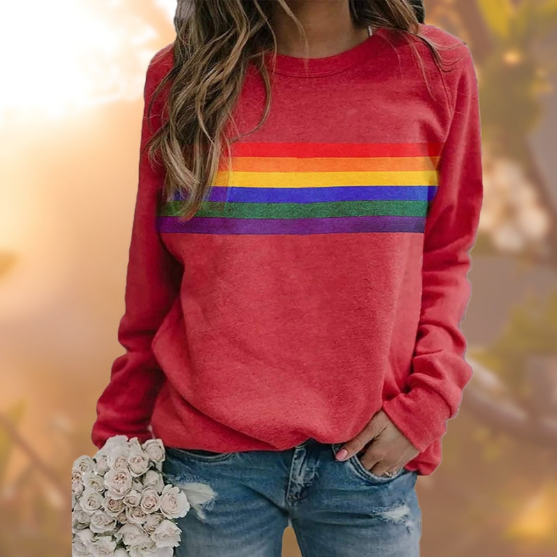 Maisie – Long Sleeve Printed Sweater with Round Neck