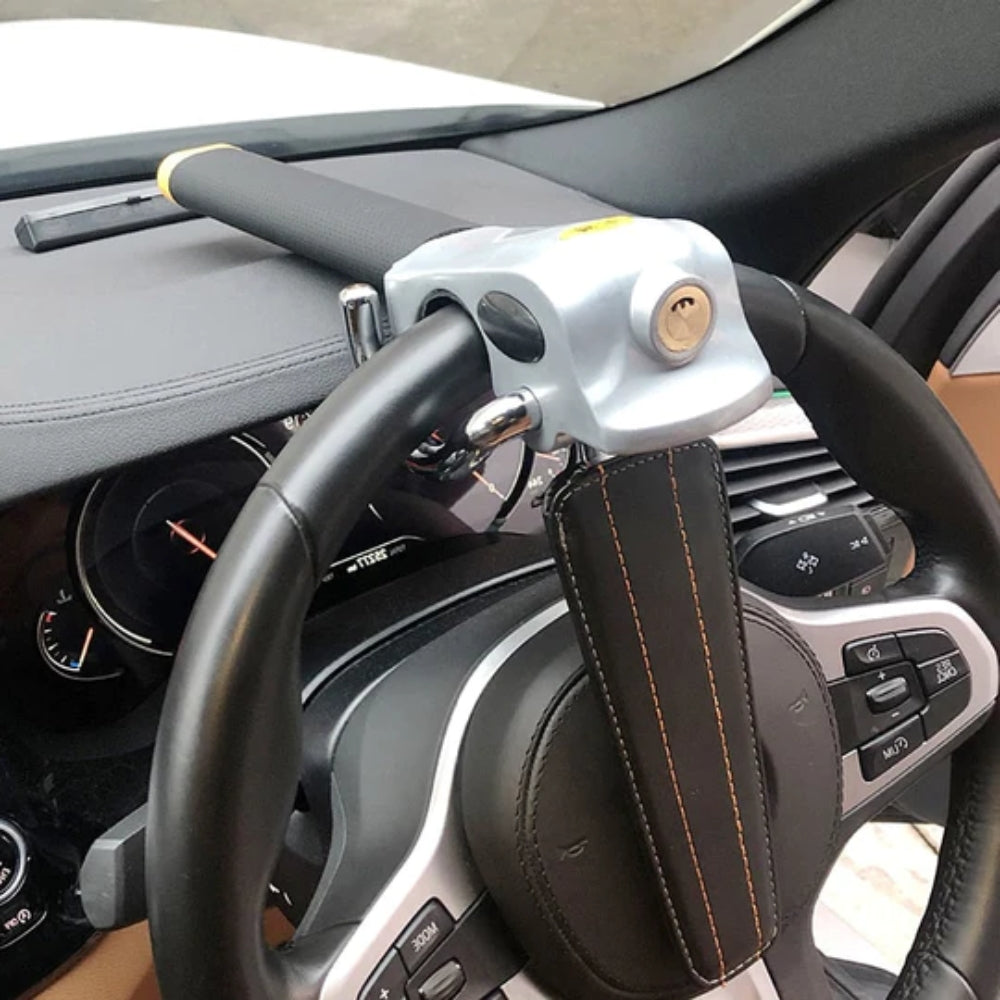 LockShield – Bară triplă de securitate auto cu avertizare la sabotaj și protecție pentru volan