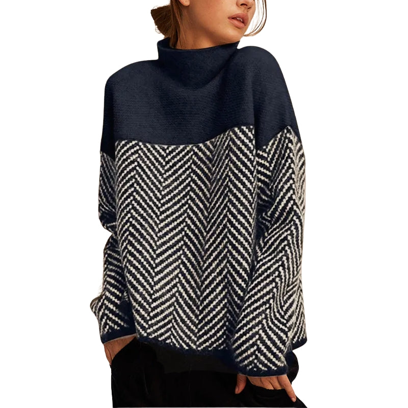 Charlotte – Pull oversize à col montant et manches longues