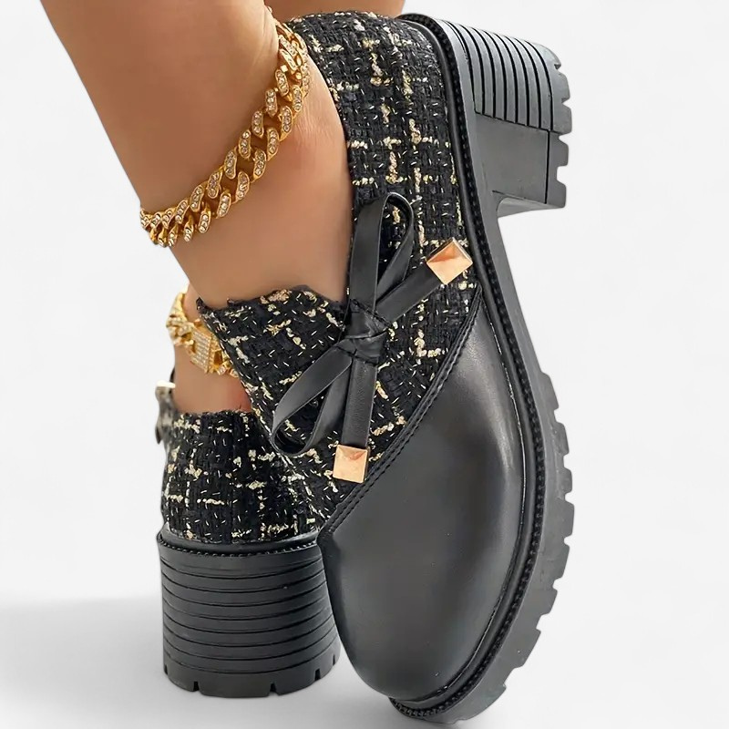 Clara – Skórzane Buty na Grubym Obcasie w Klasycznym Stylu