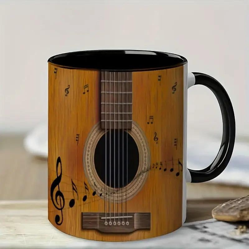 StrumSip – Tasse à café avec anse et thème inspiré de la guitare