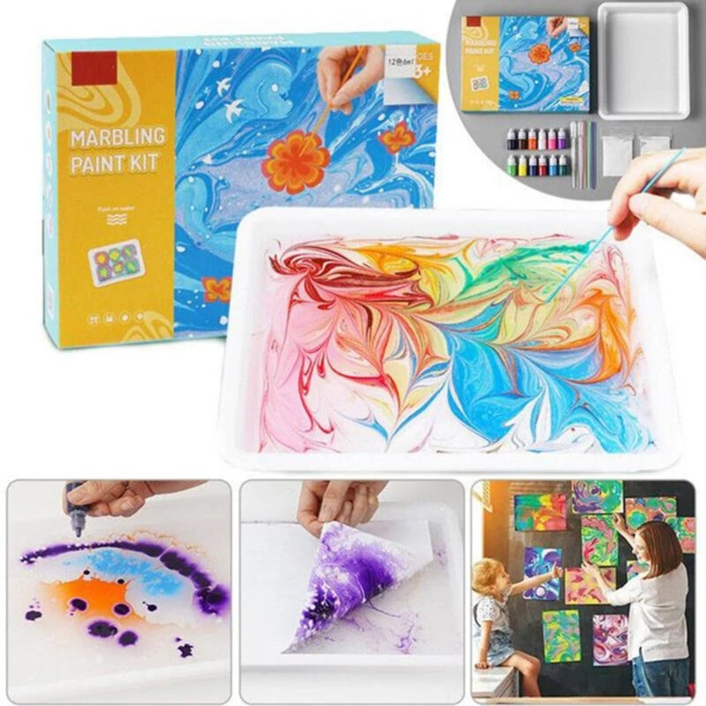 MarbloArt – Set de vopsele pentru marmorat pe apă cu instrument de vârtej pentru distracție artistică DIY