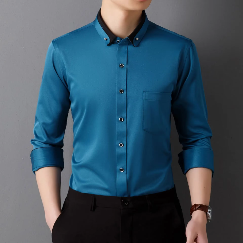 Shirtex – Pánská košile s dlouhým rukávem, klasickým límcem a zapínáním na knoflíky